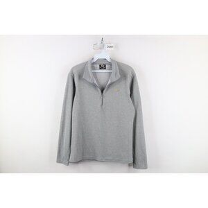 Lowe Alpine Mens Small Spell Out Knit Outdoor Hiking Half Zip Pullover Top Gray